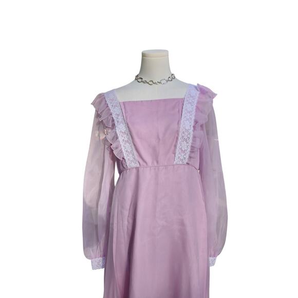 Vtg 60s 70s Sylvia Ann Lavender Lilac Pastel Wedding Bridal Formal Dress Sz 16 - Picture 3 of 9